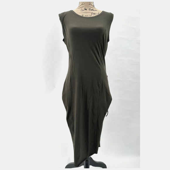 Psylo Festival Dress Womens 4 Lace Up Brown Midi Slits Rave Club Goth Ethical - Picture 1 of 10